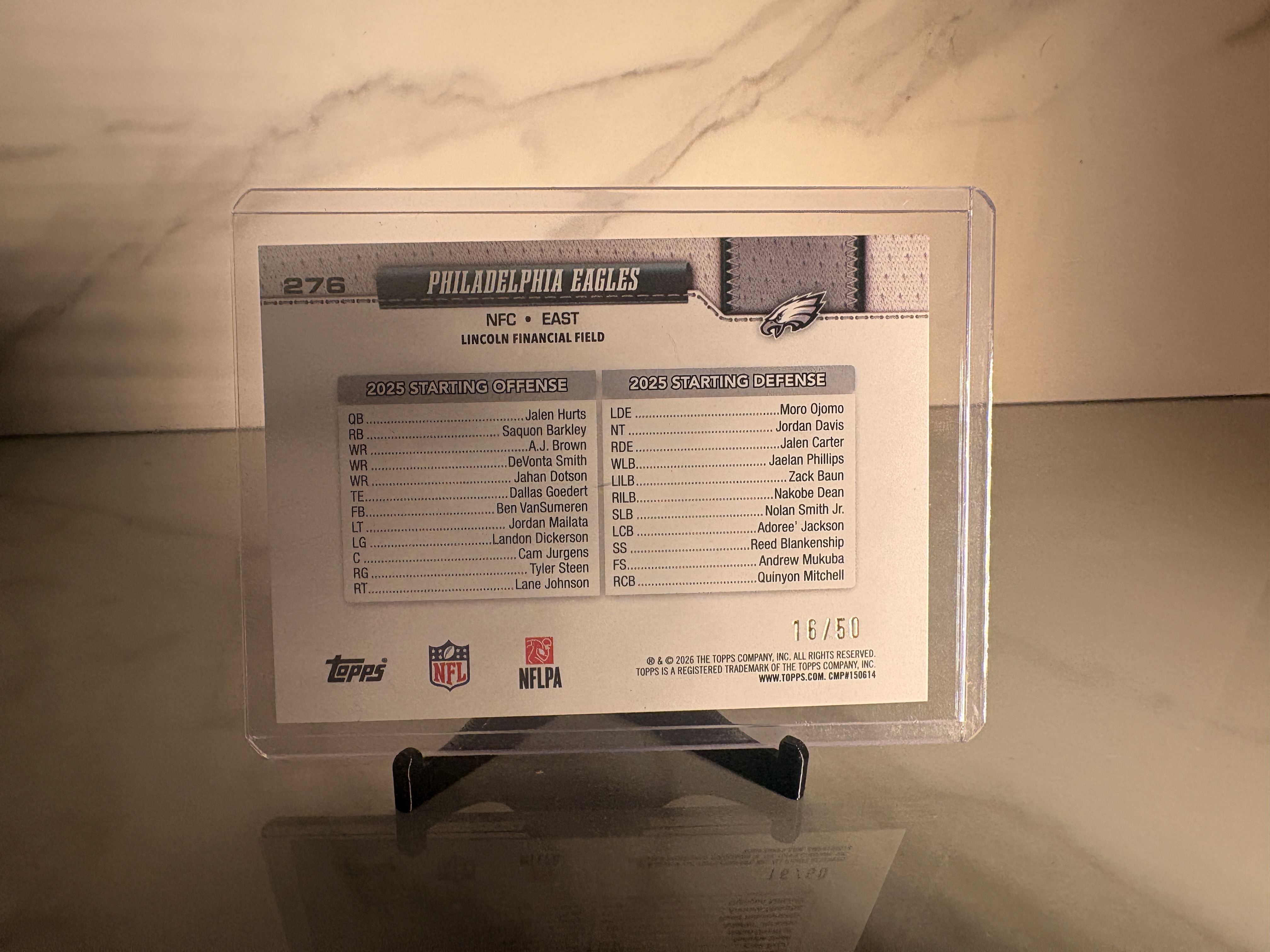 Product image 2 of 2026 Topps Flagship Football Eagles Team Card Gold Sandglitter Parallel /50